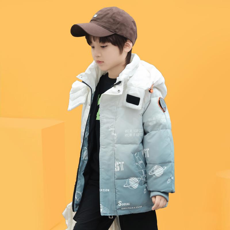 子供用ダウンジャケット 2025 新型 子供用 ダウン ジャケット 男の子 ミドル 丈 韓国 おしゃれ グラデーション 厚手 冬 オフ シーズン