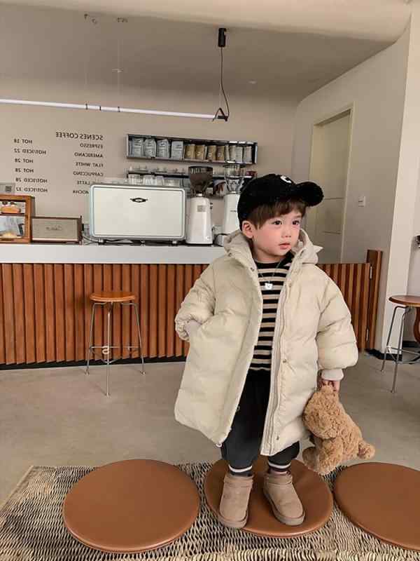 子供用ダウンジャケット 韓国 男の子と 女の子 ミドル 丈 ダウン ジャケット 冬用 スタイリッシュ 幼児と 小さい 子供用 ベビー リトルデビル 厚手 コート