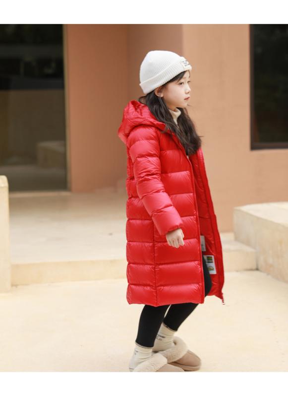 子供用ダウンジャケット 冬用 子供用 ダウン ジャケット 膝丈の 厚手 男の子と 女の子 赤ちゃんから 年長児向け ホワイトダックダウン