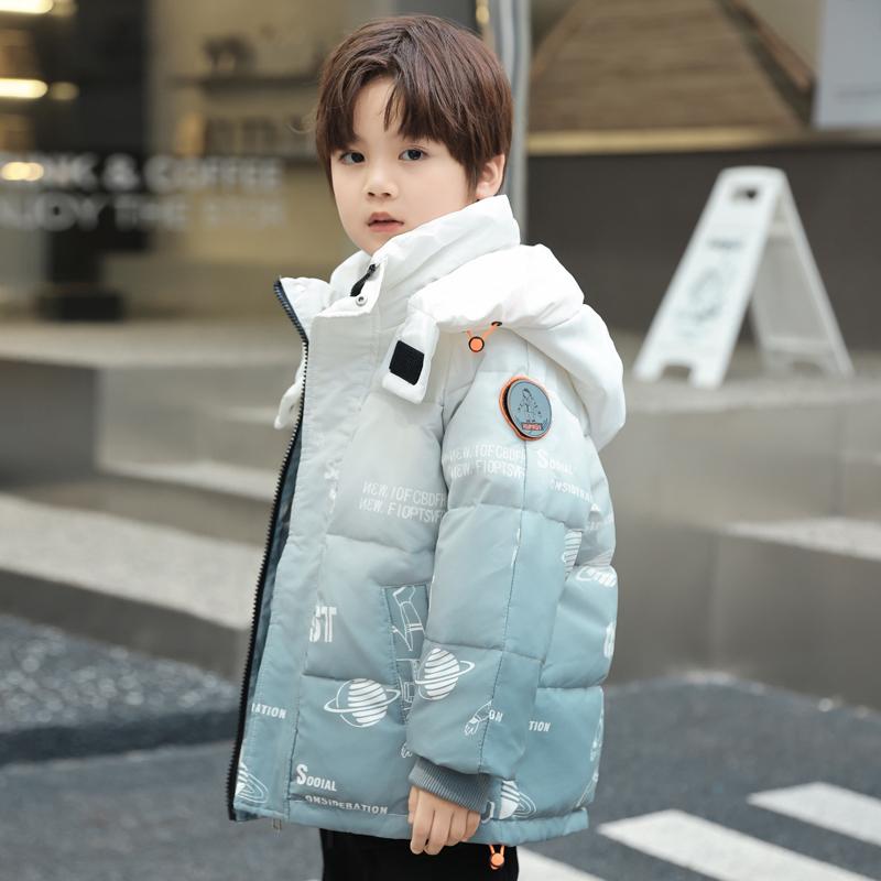 子供用ダウンジャケット 2025年 子供用 ダウン ジャケット 男の子 おしゃれ 韓国 ミディアム ロング グラデーション 厚手 冬 子供服 コート