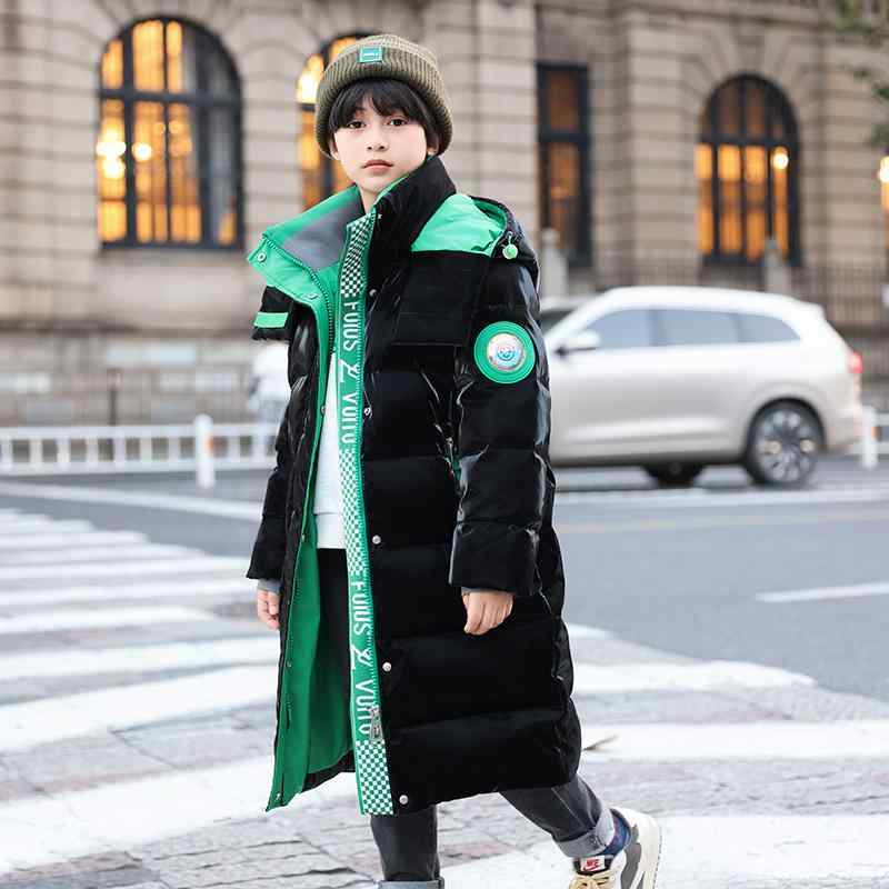 子供用ダウンジャケット 男の子 膝上 ロング ダウン ジャケット 2025 厚手 大きいサイズと中 サイズ 子供用 洗える スタイリッシュな 冬 コート オフ ...