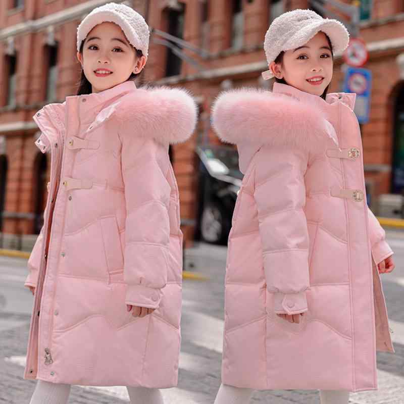 子供用ダウンジャケット 2024新 バラ オレンジ 子供 ダウン ジャケット 女の子中 丈中大 韓国 厚み 西洋 スタイル 冬