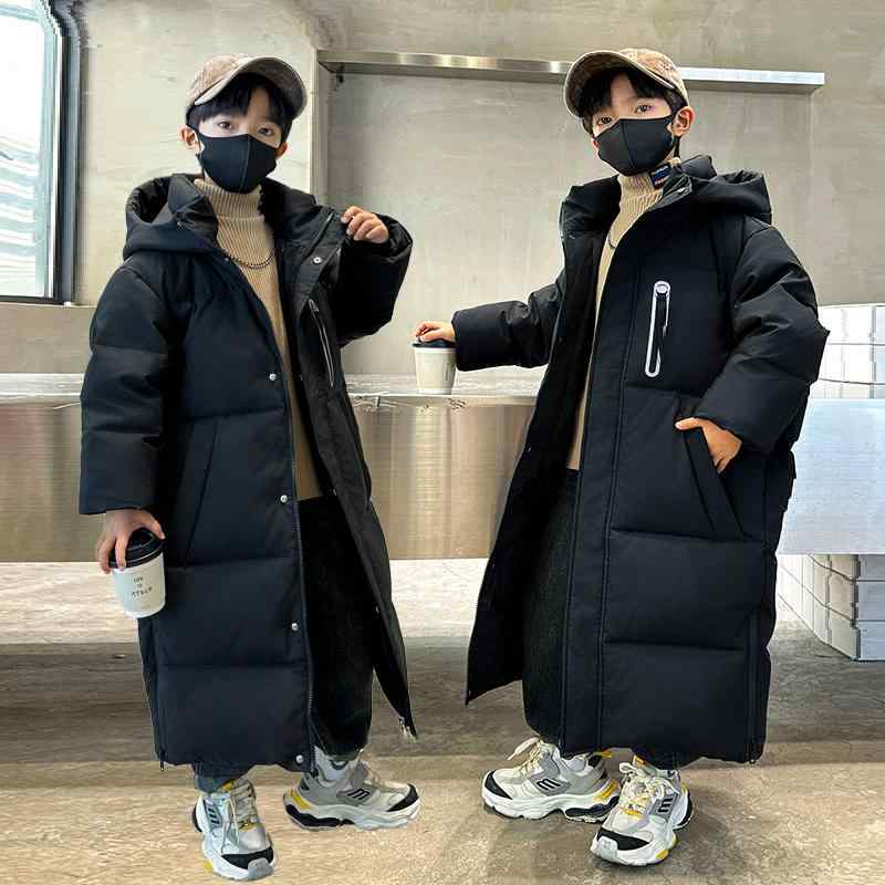 子供用ダウンジャケット ボーイズ ダウン シルク ジャケット ミドル 丈 2024 子供用 膝丈 冬 厚手 裏起毛