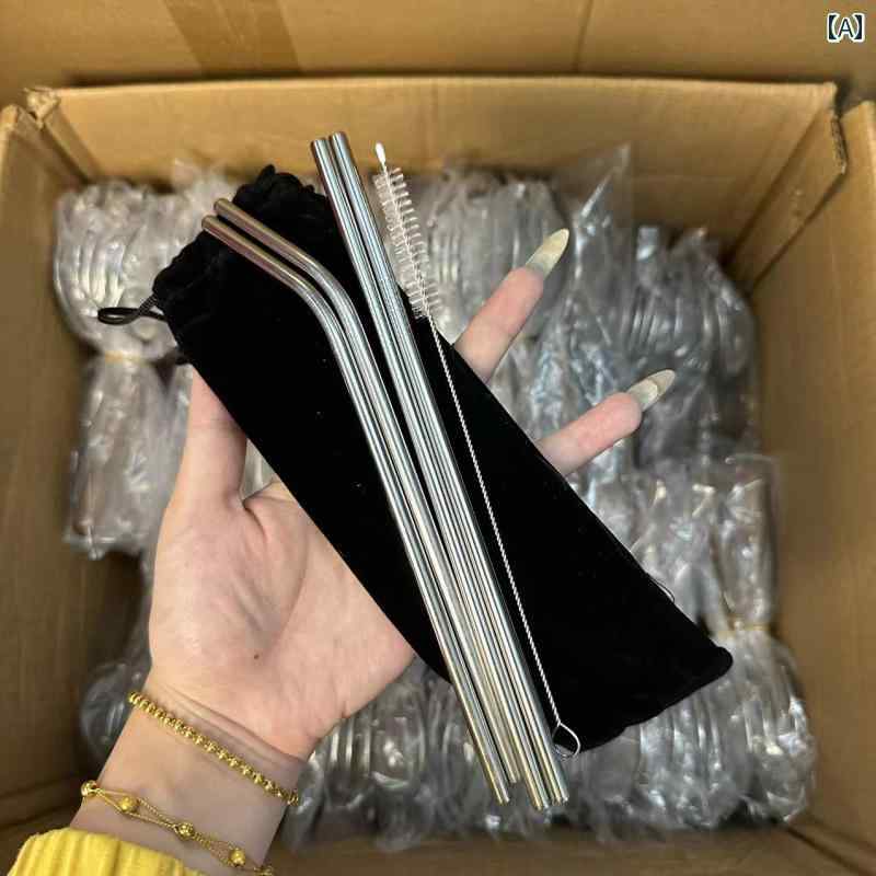 ストローアクセサリー Yan Yi Goodies 304 ステンレス スチール ストロー セット 飲み物 コーヒー 食品..