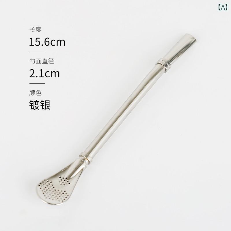 ストローアクセサリー ステンレス製 ストロー スプーン な かき混ぜ フィルター コーヒー ホット ドリ..