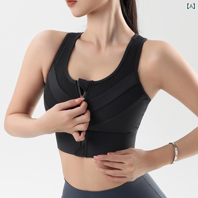 スポーツブラ レディース 夏 メッシュ 通気性 大きいサイズ 脂肪 mm 高強度 ランニング 耐衝撃 ジッパー ヨガ ブラ副 乳を 集める