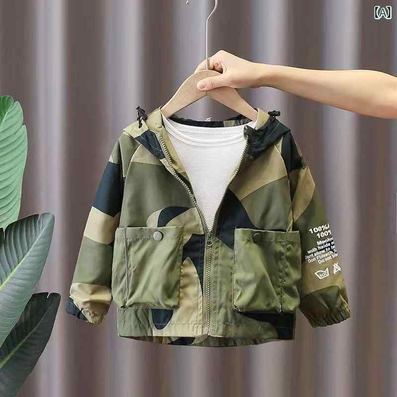 Jumper, Blouson - ジャケット 男の子 春秋 迷彩 子供用 カジュアル おしゃれ アクティブ アウトドア 遊び着 通学 日常使い クール スタイリッシュ