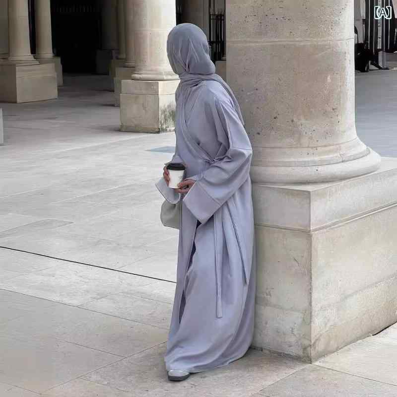 レディース 春夏 無地 カフタン ロングローブ 夕礼服 ゆったり シルエット 軽量 素材 純色 デザイン