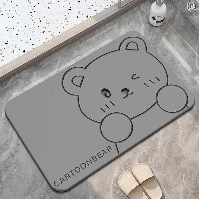バスマット レディース 浴室用 足拭きマット 珪藻土 柔らか素材 キャラクター 動物柄 グレー系 滑り止め 吸水 速乾 耐久性 洗面所 玄関 キッチン トイレ 室内用 抗菌 防カビ 拭ける 丸洗い可能 クッション性 足元マット 踏み心地抜群 汚れにくい h-keitaroubin-11089010 北摂軽太郎便 サンプル画像3