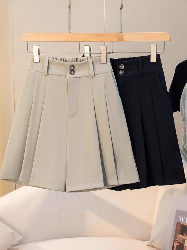 レディース 夏用 ハーフパンツ ハイウエスト ワイドレッグ ゆったり 西装 スタイリッシュ スリム効果 大きめサイズ 普段使い ルーズフィット