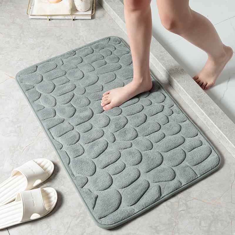 Door Mats - 浴室マット 加厚 柔軟 コーラルフランネル 足元敷物 吸水 防滑 防湿 小石模様 ドア用 足拭き 室内用 クッション性 速乾 滑り止め