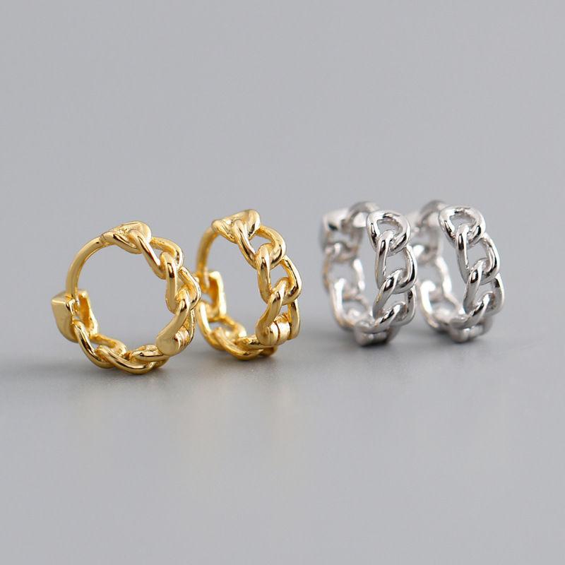 Turquoise - イヤリング 女性用 チェーン ツイスト 円形 イヤークリップ 高級感 個性的 デザイン スタイリッシュ アクセサリー 普段使い 軽量 ゴールド調 シルバー調