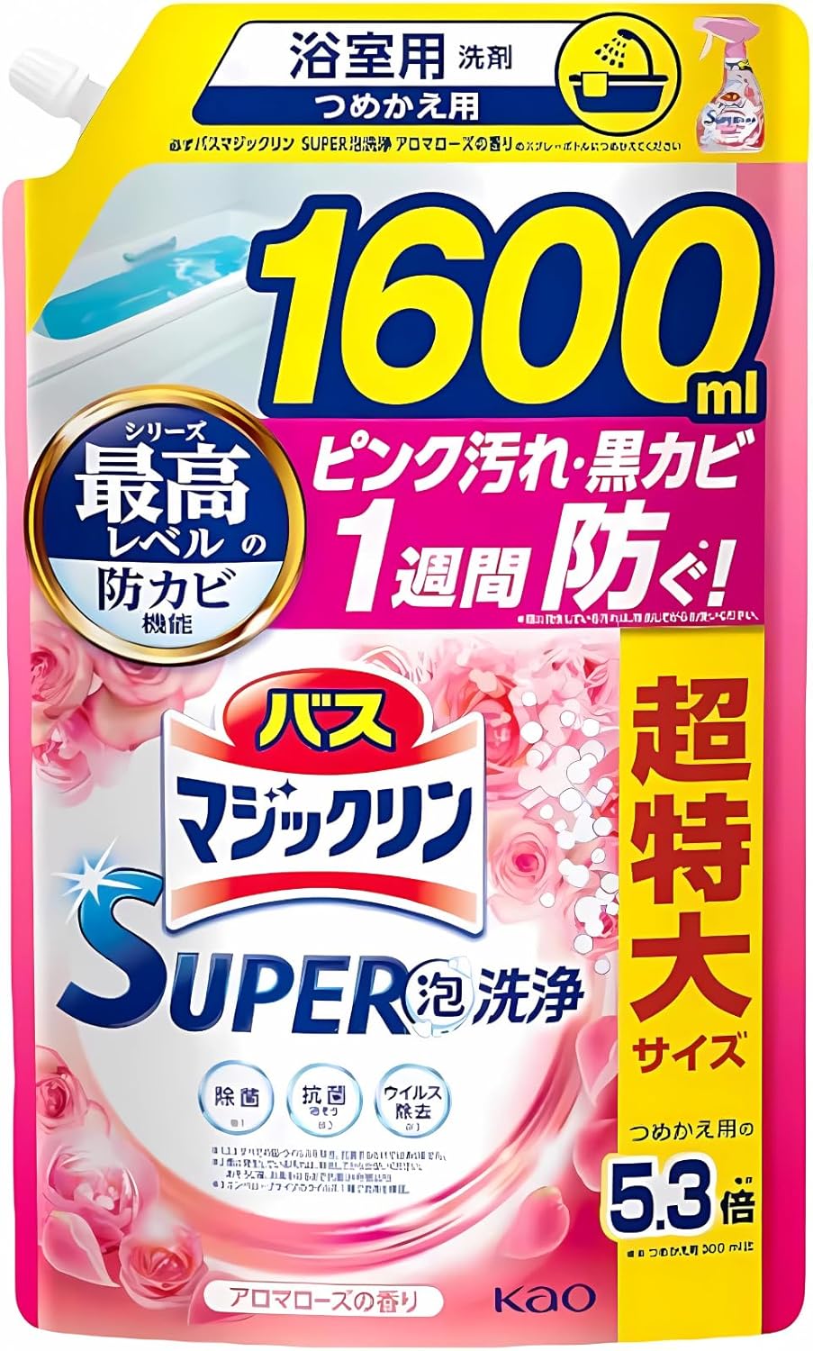 Rakuten - 【1～3個セット】 バスマジックリン 1600ml アロマローズの香り 詰替え用