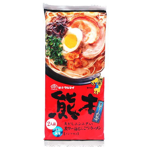 【マルタイ棒ラーメン】熊本 焦がしニンニク入り 黒マー油とんこつラーメンノンフライ 黒マー油入り【二人前】イシカワ お土産 九州 限定 ご当地 ギフト プレゼント