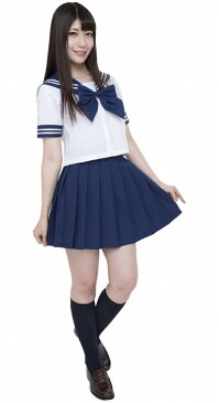 ［セーラー服　ネイビー　紺色　コスプレ］ カラーセーラー 紺 （4Lサイズ） 　　[女子高生コスプレ衣装　カラーセーラー服　イベント仮装　コスチューム]【_854296】