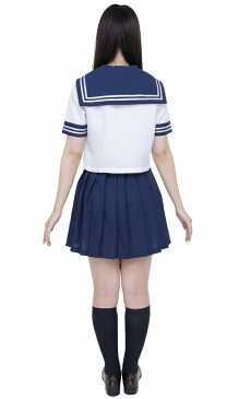 ［セーラー服　ネイビー　紺色　コスプレ］ カラーセーラー 紺 （4Lサイズ） 　　[女子高生コスプレ衣装　カラーセーラー服　イベント仮装　コスチューム]【_854296】