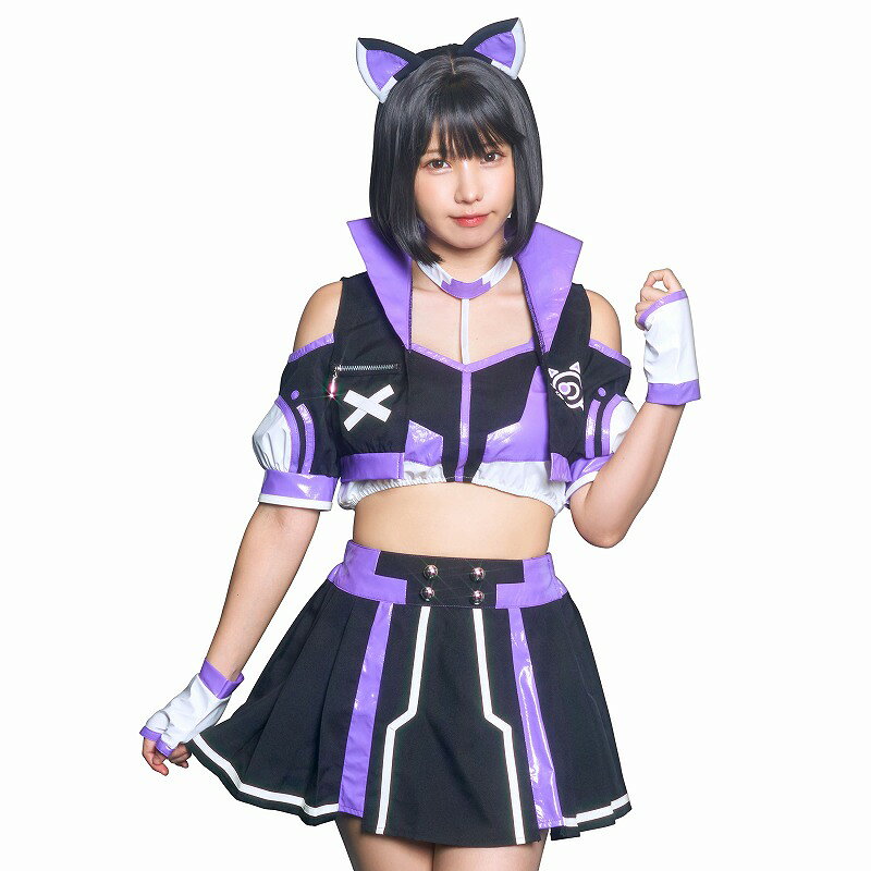 イベントショップ パンプキンの!!最安値挑戦中!! サイバーイリス キャット パープル　　[近未来 コスプレ サイバー感 猫 ネコ 衣装 レディース コスチューム アニメ 仮装 ハロウィン イベント]【A-2179_908388】｜アングル2