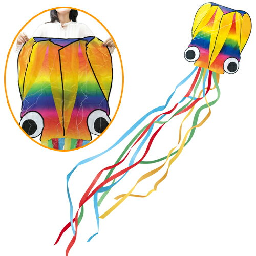 【2点までメール便も可能】3Dカイト 虹色タコちゃん [たこあげ 凧揚げ カイト ゲーム たこ揚げ大会 カラフル イベント 大人 子供 楽しい 手軽 SNS映...