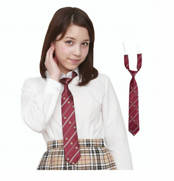 【3点までメール便も可能】 ティーンズエバー ワンタッチネクタイ エンジ/紋章 [女子高生 ネクタイ かわいい 映え インスタ コスプレ 制服 ティーンズエバー...