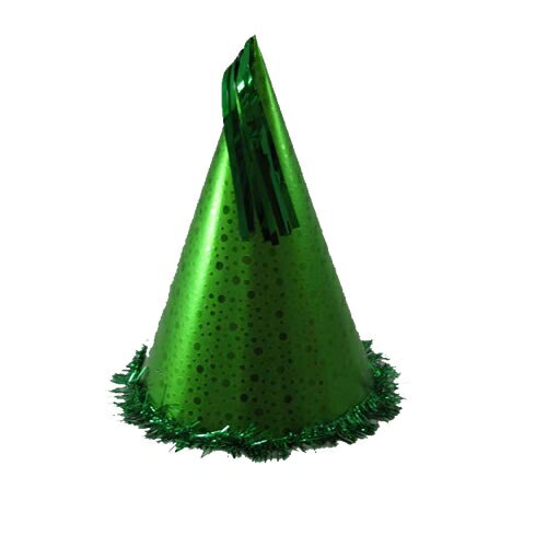 [パーティー 帽子]三角帽子（グリーン）　[三角帽子 とんがり帽子 誕生日 主役 ハット イベント 二次会 クリスマス ハロウィン 宴会 応援グッズ]【K-3521】