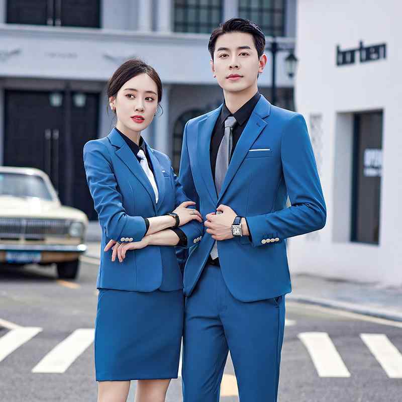 Rakuten - スーツ 男女兼用 ビジネス オフィス 制服 ユニフォーム 銀行 企業 車販売店 シングルボタン スリムフィット 無地 クラシックデザイン ポリエステル レーヨン混