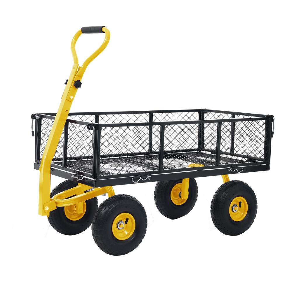 【商品詳細】 Dimensions & Details style="width: 40%;line-height:24px;padding: 12px 16px;background: #F7F8FA;border-right: 1px solid #E5E5E5;border-bottom: 1px solid #E5E5E5;word-break: break-word;white-space: pre-wrap">・素材 style="width: 60%;line-height:18px;padding: 12px 16px;border-bottom: 1px solid #E5E5E5;word-break: break-word;white-space: pre-wrap">スチール style="width: 40%;line-height:24px;padding: 12px 16px;background: #F7F8FA;border-right: 1px solid #E5E5E5;border-bottom: 1px solid #E5E5E5;word-break: break-word;white-space: pre-wrap">・カラー style="width: 60%;line-height:18px;padding: 12px 16px;border-bottom: 1px solid #E5E5E5;word-break: break-word;white-space: pre-wrap">レッド、イエロー style="width: 40%;line-height:24px;padding: 12px 16px;background: #F7F8FA;border-right: 1px solid #E5E5E5;border-bottom: 1px solid #E5E5E5;word-break: break-word;white-space: pre-wrap">・商品サイズ style="width: 60%;line-height:18px;padding: 12px 16px;border-bottom: 1px solid #E5E5E5;word-break: break-word;white-space: pre-wrap">51.5*109*55.5cm style="width: 40%;line-height:24px;padding: 12px 16px;background: #F7F8FA;border-right: 1px solid #E5E5E5;border-bottom: 1px solid #E5E5E5;word-break: break-word;white-space: pre-wrap">・梱包数 style="width: 60%;line-height:18px;padding: 12px 16px;border-bottom: 1px solid #E5E5E5;word-break: break-word;white-space: pre-wrap">1 style="width: 40%;line-height:24px;padding: 12px 16px;background: #F7F8FA;border-right: 1px solid #E5E5E5;border-bottom: 1px solid #E5E5E5;word-break: break-word;white-space: pre-wrap">・梱包サイズ style="width: 60%;line-height:18px;padding: 12px 16px;border-bottom: 1px solid #E5E5E5;word-break: break-word;white-space: pre-wrap">104*54*13cm style="width: 40%;line-height:24px;padding: 12px 16px;background: #F7F8FA;border-right: 1px solid #E5E5E5;border-bottom: 1px solid #E5E5E5;word-break: break-word;white-space: pre-wrap">・重量（N.W.） style="width: 60%;line-height:18px;padding: 12px 16px;border-bottom: 1px solid #E5E5E5;word-break: break-word;white-space: pre-wrap">17.4KG style="width: 40%;line-height:24px;padding: 12px 16px;background: #F7F8FA;border-right: 1px solid #E5E5E5;border-bottom: 1px solid #E5E5E5;word-break: break-word;white-space: pre-wrap">・重量（G.W.） style="width: 60%;line-height:18px;padding: 12px 16px;border-bottom: 1px solid #E5E5E5;word-break: break-word;white-space: pre-wrap">19.5KG style="width: 40%;line-height:24px;padding: 12px 16px;background: #F7F8FA;border-right: 1px solid #E5E5E5;border-bottom: 1px solid #E5E5E5;word-break: break-word;white-space: pre-wrap">・生産国 style="width: 60%;line-height:18px;padding: 12px 16px;border-bottom: 1px solid #E5E5E5;word-break: break-word;white-space: pre-wrap">中国 style="width: 40%;line-height:24px;padding: 12px 16px;background: #F7F8FA;border-right: 1px solid #E5E5E5;border-bottom: 1px solid #E5E5E5;word-break: break-word;white-space: pre-wrap">・組立品/完成品 style="width: 60%;line-height:18px;padding: 12px 16px;border-bottom: 1px solid #E5E5E5;word-break: break-word;white-space: pre-wrap">組立品 style="width: 40%;line-height:24px;padding: 12px 16px;background: #F7F8FA;border-right: 1px solid #E5E5E5;border-bottom: 1px solid #E5E5E5;word-break: break-word;white-space: pre-wrap">・耐荷重 style="width: 60%;line-height:18px;padding: 12px 16px;border-bottom: 1px solid #E5E5E5;word-break: break-word;white-space: pre-wrap">400KG 【セールスポイント】◎01【運ぶ作業を、もっとラクに、もっと快適に】畑仕事やガーデニング、アウトドアなど、幅広いシーンで活躍。大容量ながら扱いやすく、悪路でもスムーズに走行できるガーデンカートです。◎02【手押し・牽引の2WAY仕様】手押しだけでなく、車両に連結してトレーラーとしても使用可能。用途に合わせて幅広く活躍します。◎03【小回りしやすい可動ハンドル】上下左右に可動するハンドルを採用。方向転換もしやすく、狭い場所や畑の通路でもスムーズに操作できます。荷物を載せた状態でも扱いやすく、作業時の負担を軽減します。【握りやすいグリップ】クッション付きグリップを採用。滑りにくく、長時間の作業時も手への負担を軽減します。◎04【側板付きで荷崩れしにくい】小物や袋物も安定して運搬。側板を取り外せば平台車として使え、大型荷物や長尺物の積載にも対応できます。用途に合わせて使い分けできる、実用性に優れた設計です。【Rピン固定式を採用】工具不要で簡単に取り外しできます。【L字レバーでしっかり固定】走行時もズレにくく、安心して使用できます"◎05【空気タイヤで悪路も安定】直径25cm・幅約8cmのエアタイヤを採用。芝生・砂利道・畑・ぬかるみなどの不整地でも、安定して走行できます。【衝撃を吸収して運びやすい】空気入りタイヤが地面からの衝撃を吸収。荷物の揺れを抑えながら、スムーズに運搬できます。◎06【一度にたっぷり運べる】肥料・土・収穫物・工具など、かさばる荷物もまとめて積載可能。運搬回数を減らし、作業効率アップにつながります。◎07【丈夫なスチールフレーム】耐久性に優れたスチール構造を採用。屋外作業やハードな使用にも対応し、長く安心してお使いいただけます。【材質】Steel【サイズ】102 x 54 x 14 cm【重量】19.5 kg
