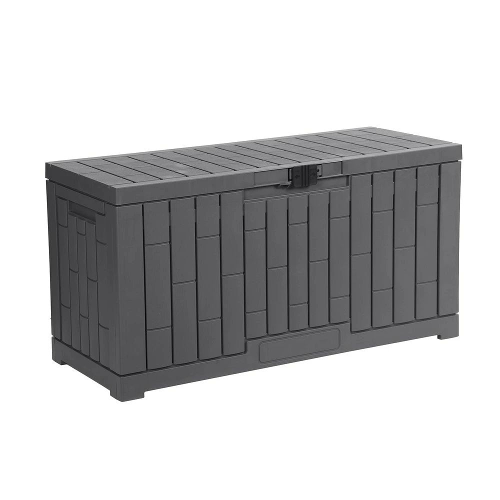 【商品詳細】 商品情報 style="width: 40%;line-height:24px;padding: 12px 16px;background: #F7F8FA;border-right: 1px solid #E5E5E5;border-bottom: 1px solid #E5E5E5;word-break: break-word;white-space: pre-wrap">素材 style="width: 60%;line-height:18px;padding: 12px 16px;border-bottom: 1px solid #E5E5E5;word-break: break-word;white-space: pre-wrap">樹脂 style="width: 40%;line-height:24px;padding: 12px 16px;background: #F7F8FA;border-right: 1px solid #E5E5E5;border-bottom: 1px solid #E5E5E5;word-break: break-word;white-space: pre-wrap">商品サイズ style="width: 60%;line-height:18px;padding: 12px 16px;border-bottom: 1px solid #E5E5E5;word-break: break-word;white-space: pre-wrap">43*107*55cm style="width: 40%;line-height:24px;padding: 12px 16px;background: #F7F8FA;border-right: 1px solid #E5E5E5;border-bottom: 1px solid #E5E5E5;word-break: break-word;white-space: pre-wrap">重量(N.W.) style="width: 60%;line-height:18px;padding: 12px 16px;border-bottom: 1px solid #E5E5E5;word-break: break-word;white-space: pre-wrap">10kg style="width: 40%;line-height:24px;padding: 12px 16px;background: #F7F8FA;border-right: 1px solid #E5E5E5;border-bottom: 1px solid #E5E5E5;word-break: break-word;white-space: pre-wrap">重量(G.W.) style="width: 60%;line-height:18px;padding: 12px 16px;border-bottom: 1px solid #E5E5E5;word-break: break-word;white-space: pre-wrap">10.1kg style="width: 40%;line-height:24px;padding: 12px 16px;background: #F7F8FA;border-right: 1px solid #E5E5E5;border-bottom: 1px solid #E5E5E5;word-break: break-word;white-space: pre-wrap">生産国 style="width: 60%;line-height:18px;padding: 12px 16px;border-bottom: 1px solid #E5E5E5;word-break: break-word;white-space: pre-wrap">中国 style="width: 40%;line-height:24px;padding: 12px 16px;background: #F7F8FA;border-right: 1px solid #E5E5E5;border-bottom: 1px solid #E5E5E5;word-break: break-word;white-space: pre-wrap">組立品/完成品 style="width: 60%;line-height:18px;padding: 12px 16px;border-bottom: 1px solid #E5E5E5;word-break: break-word;white-space: pre-wrap">組立品 style="width: 40%;line-height:24px;padding: 12px 16px;background: #F7F8FA;border-right: 1px solid #E5E5E5;border-bottom: 1px solid #E5E5E5;word-break: break-word;white-space: pre-wrap">カラー style="width: 60%;line-height:18px;padding: 12px 16px;border-bottom: 1px solid #E5E5E5;word-break: break-word;white-space: pre-wrap">グレー 【セールスポイント】【マルチに活躍! 】真夏の紫外線・豪雨・猛暑・寒さにも劣化しない！ 高耐候性ポリプロピレン樹脂製サビ・凹み・剥がれ知らず！ 超耐久構造で長く愛用ナチュラルで高級感あるレンガ調デザイン お庭・ベランダの景観を損なわない組み立て簡単なKD設計！ 工具不要でスピード組立頑丈な蓋！ 大人が座っても大丈夫な耐荷重設計 (※全サイズ共通)お手入れ簡単！ 汚れたら水洗いOK施錠可能！防犯性に配慮した安心設計【 幅広い用途に使えるマルチストッカー 】工具やキャンプ用品、ポリタンクやおもちゃなど、使い方も色々！・ガーデニング：鍬・ジョウロ・肥料の雨よけ保管 ・アウトドア：BBQコンロ・キャンプ用具収納 ・子育て：三輪車・砂遊び道具の屋外置き場 ・防災：非常用グッズの常備庫として【ご用途に合わせて選べる4サイズ】120L コンパクトで場所を選ばない基本サイズ ベランダのちょい収納、ガーデニング道具、子供のおもちゃ収納、玄関先の靴箱代わりに。狭いスペースでも活用可！230L スタンダードな使いやすさ 一般的な家庭の庭用品（芝刈機燃料、ホース、クッション）、自転車・バイク用品、キャンプギア収納に最適。310L スタンダードな使いやすさ 大量の物品収納、重い機材、長期間の保管に最適。頻繁な開閉でも楽々！蓋の補強でより高い耐荷重性を実現。【サイズ別 こだわり機能 詳細】 120L:シンプルで使いやすい基本設計。必要なものをすっきり収納。玄関のスペースを有効活用して、靴脱ぎイスとしても使える二役収納ボックスです。 230L: 大きめの荷物の受け取りにも対応！ベランダ収納にぴったりのサイズ 大容量を実現しつつ、前板の内側にスチールプレート補強構造により強度が高まり、長期使用にも安心です。310L:キャンプ用品など大型の用品もまとめて収まる、大容量で使い勝手の良いサイズ(1)ガスシリンダー付大きな蓋でも、片手でスムーズに開閉可能。開けた状態で固定されるので、中の物の出し入れも安心安全。(2)前板と蓋の内側にスチールプレート補強！　強度と耐久性を大幅に向上　　　より高い耐荷重性を実現し、重い物を載せてもたわみにくい設計です。【耐水性抜群！】天候の心配なく屋外に設置でき結びの心れもありません.浸水しにくい構造で水洗いもできるのでお手入れも簡単。【ポリプロピレン樹脂製！サビ・凹み・剥がれ知らずの長寿命！】・紫外線カット加工（UV耐性）→ 褪色・劣化防止・-30℃〜70℃耐温度 → 北海道から沖縄まで対応・防カビ・防錆仕様 → 梅雨時期も安心・環境配慮素材【鍵穴付きで防犯面も安心】※直径約6mmまでの南京錠が付けられる取り付け穴付き！※南京錠は付属しません。スライダーを左にスライドするだけで固定でき、施錠をしなくても箱体は簡単に開かず、使用安心【安心して使える頑丈設計】サイズ別耐荷重 120L: 100kg230L: 150kg310L: 250kg独自の格子状補強構造&スチールプレート補強！ 大人が座れる高耐荷重設計.ベンチや腰掛けとしてもお使いいただけます。【持ち手付きで持ち運びらくらく】側面に持ち手が付いているので持ち運びや移動も簡単。【簡単3STEP！組み立て方法】側面板底面背面板正面 板をはめ込んで固定します。蓋を背面板にはめ込んで固定します。【ナチュラルなレンガ調で目立たない収納。】高級感ある屋外収納庫レンガ調デザインで高級感があり、お庭・ベランダに馴染む景観性抜群【材質】Polypropylene【サイズ】110 x 55 x 12.5 cm【重量】10.1 kg