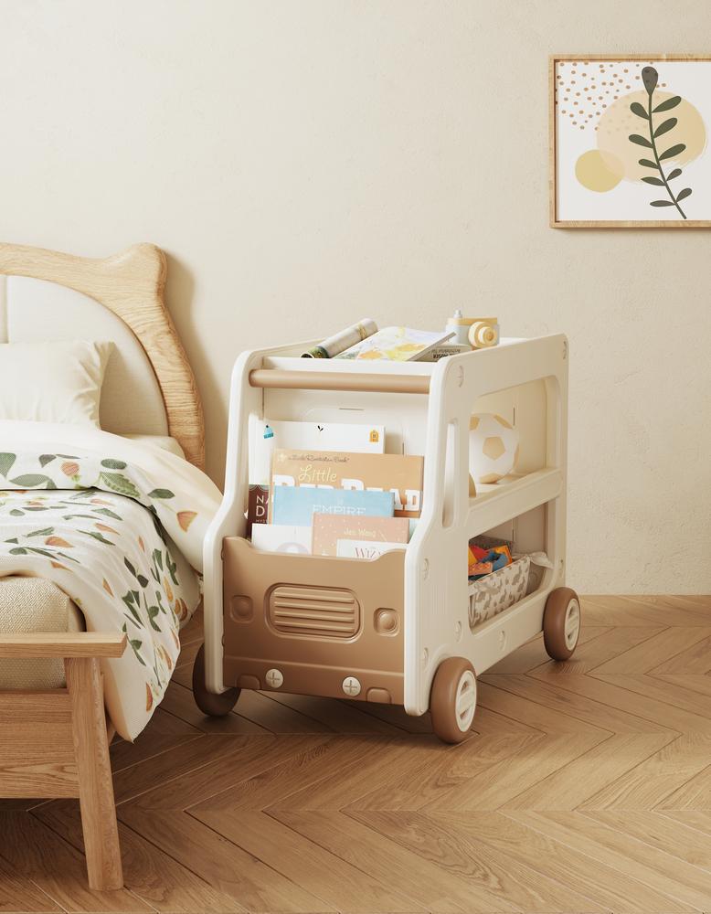 【商品詳細】【セールスポイント】【多機能収納】物を分けて収納して、物を取り出すのが更に便利です。スナック菓子、おもちゃ、本などを分けて収納します。整理整頓されているので、一目でものが見えます。大容量2段階のデザインで、出し入れがしやすいです。収納ケースが2つ付いていて、一目でわかるように仕分けして収納しています。 側面には大容量収納がついていて、本を入れてもいいです。【しっかりした構造】合理的な重心の設計、力を受けて安定します。赤ちゃんが歩き始めるときには、横転や前傾はしません。【高品質のHDPEを採用する】輸入の厚手の環境保護HDPEを採用して、安定性と耐性が更に強くて、割れにくいです。【安心な耐荷重】良好な材質、安定した構造、自然に強い耐荷重をもたらします。【安全の丸角設計】鋭い角がなく、表面をツルツルにささくれなどはなく、肌にやさしい【簡単に移動できる】12cm大きなキャスター付き、楽に移動できます！【コンパクト収納】体積が小さいので、どこにでも収納できます。ナイトテーブルとしても使えます。【材質】HDPE【サイズ】75 x 51 x 20.5 cm【重量】7.6 kg