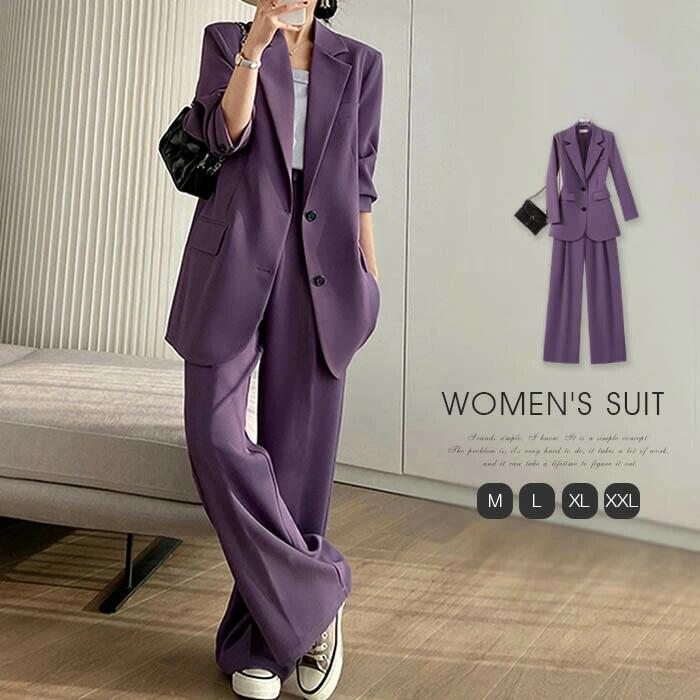 Rakuten - セットアップ レディース パンツスーツ 2点セット スーツ 上下セット コーデ パンツスーツ ビジネス オフィス OL セレモニー 大人 きれ