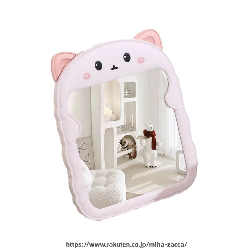 卓上ミラー レディース かわいい クマ耳 ネコ耳 化粧鏡 高精細 折りたたみ コンパ...