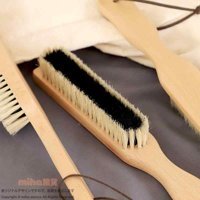 洋服ブラシ 衣類ケア用品 天然豚毛 カシミヤ調コート用 ニット 毛玉取り 静電除去 ほこり取り お手入れ用 木製
