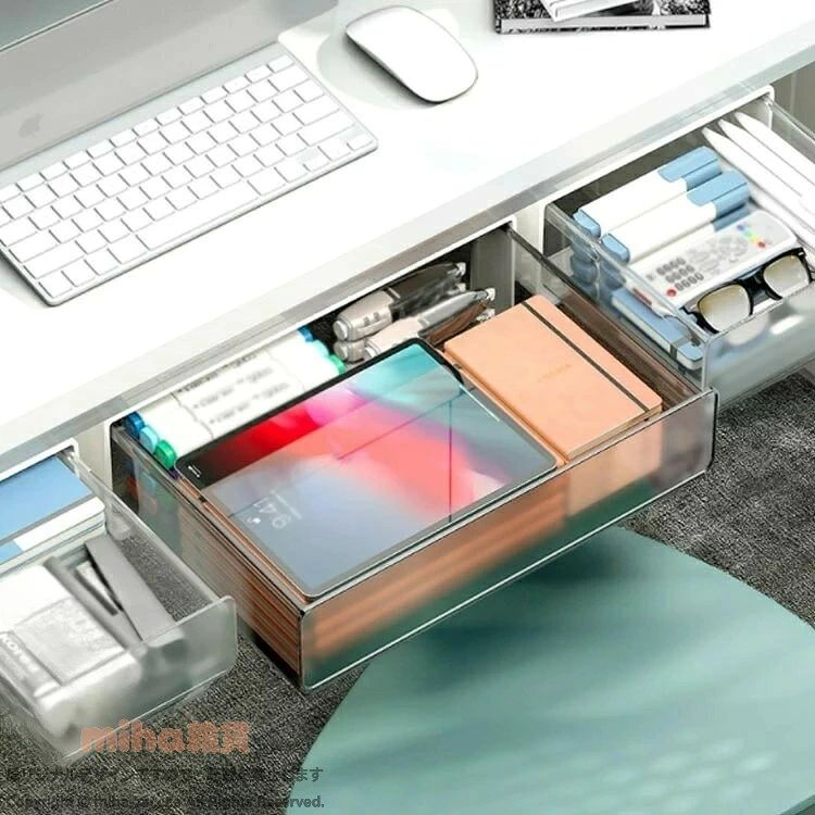 引き出し 後付け デスク下 収納 卓上整理 机下トレー スライド式 省スペース DIY ...