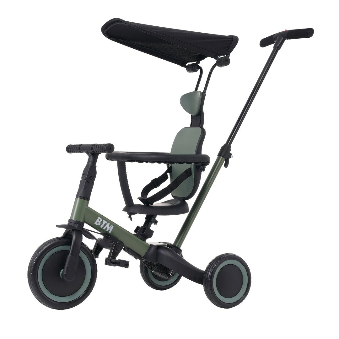 【商品詳細】一台5役 長く楽しめる押し棒付き三輪車まだひとりで上手に漕げないお子様でも大丈夫。押し棒でお子様が誤ったハンドル操作をしても安心して散歩ができる。三輪車押し棒を外して通常の三輪車として、お使いいただける。補助輪キックバイク補助輪があるので、子供が歩き始めたときに、かなり助けられる 。キックバイクバランスバイクは足蹴り走行なので、乗っているうちに足腰が鍛えられ運動能力のアップが期待できる。二輪車バランス感覚やコントロール力が身につけられ自転車に乗るための練習用最適です。製品情報商品名5way子供三輪車三輪車サイズ71*51*52CMハンドルの高さ47.2-50.2CMサドルの高さ32-35CMサドルのサイズ22*13.5CM重量約5.1KG材質車体：スチール 車輪：EVAご注意商品の色は、ご使用のモニターによっては実際の色と異なる場合がございますので、予め御了承く ださい。【セールスポイント】【一台5役 長く楽しめる】押し棒付き三輪車三輪車補助輪キックバイクキックバイク二輪車、子供の成長に合わせて様々な機能で使える。【BIG車輪】柔らかくて空気入れ必要なし、使用寿命も長い。【便利な押し棒】脱着可能な押し棒は高さ調節可能で速度制御に役立つ。【ハンドル＆サドル調整可能】ハンドルの角度調節ができ、子供の成長に合わせて使用できる。【ペダルの脱着可能】ペダルの使用しない場合はサドルの下に保管できる。【3点式安全ベルト】走行時の揺れによりずり落ちるなどの事故からお子様を守る。【背もたれ脱着可能】必要のない時簡単に脱着することができる。【優しい座席シート】お子様を安心してお使いいただける。【折りたたみ出来るサンシェード】すべての細部がこだわり抜かれ、お子様に合った多機能な三輪車を作り上げました。【取り外し可能のセーフティガード】【材質】Steel【サイズ】69 x 39 x 17 cm【重量】6.5 kg