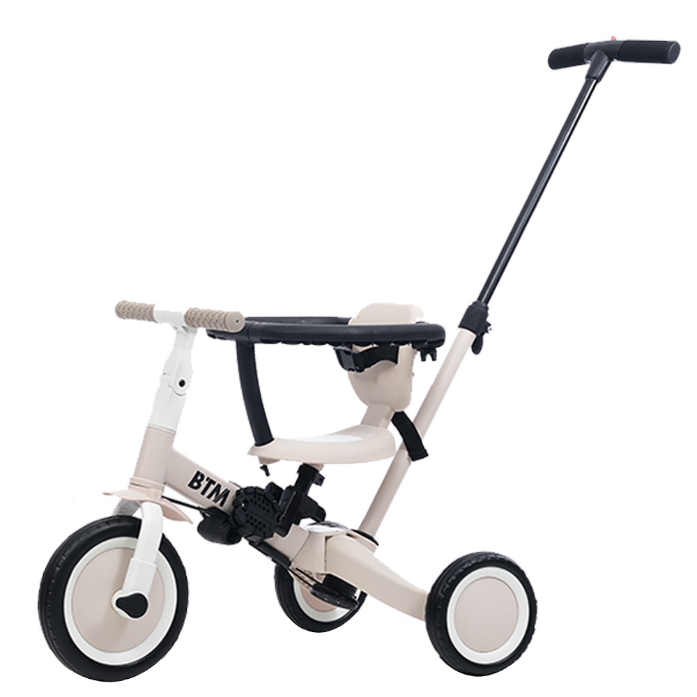 【商品詳細】一台5役 長く楽しめる押し棒付き三輪車まだひとりで上手に漕げないお子様でも大丈夫。押し棒でお子様が誤ったハンドル操作をしても安心して散歩ができる。三輪車押し棒を外して通常の三輪車として、お使いいただける。補助輪キックバイク補助輪があるので、子供が歩き始めたときに、かなり助けられる 。キックバイクバランスバイクは足蹴り走行なので、乗っているうちに足腰が鍛えられ運動能力のアップが期待できる。二輪車バランス感覚やコントロール力が身につけられ自転車に乗るための練習用最適です。製品情報商品名5way子供三輪車三輪車サイズ71*51*52CMハンドルの高さ47.2-50.2CMサドルの高さ32-35CMサドルのサイズ22*13.5CM重量約4.3KG材質車体：スチール 車輪：EVAご注意商品の色は、ご使用のモニターによっては実際の色と異なる場合がございますので、予め御了承く ださい。【セールスポイント】【一台5役 長く楽しめる】押し棒付き三輪車三輪車補助輪キックバイクキックバイク二輪車、子供の成長に合わせて様々な機能で使える。【BIG車輪】柔らかくて空気入れ必要なし、使用寿命も長い。【便利な押し棒】脱着可能な押し棒は高さ調節可能で速度制御に役立つ。【ハンドル＆サドル調整可能】ハンドルの角度調節ができ、子供の成長に合わせて使用できる。【ペダルの脱着可能】ペダルの使用しない場合はサドルの下に保管できる。【3点式安全ベルト】走行時の揺れによりずり落ちるなどの事故からお子様を守る。【背もたれ脱着可能】必要のない時簡単に脱着することができる。【優しい座席シート】お子様を安心してお使いいただける。【材質】Steel【サイズ】69 x 39 x 17 cm【重量】5.6 kg