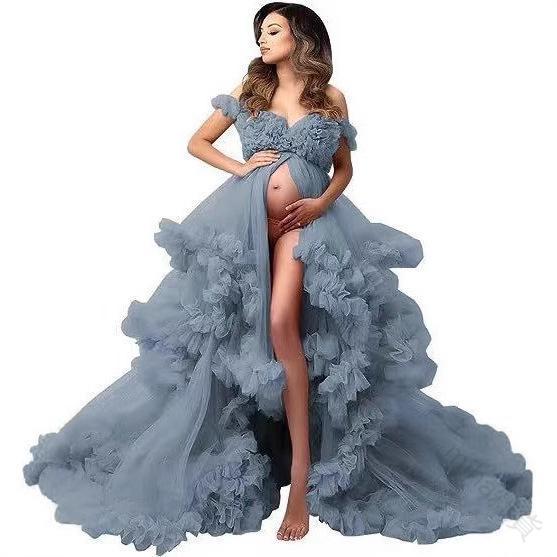 Other - 妊婦さんも輝く特別な日 フォトウェディング専用ドレス ふんわりチュールスカートで優美なシルエット 体型を美しく見せるハイウエストデザイン 記念撮影に最適なトレーン付き マタニティフォト用高級素材