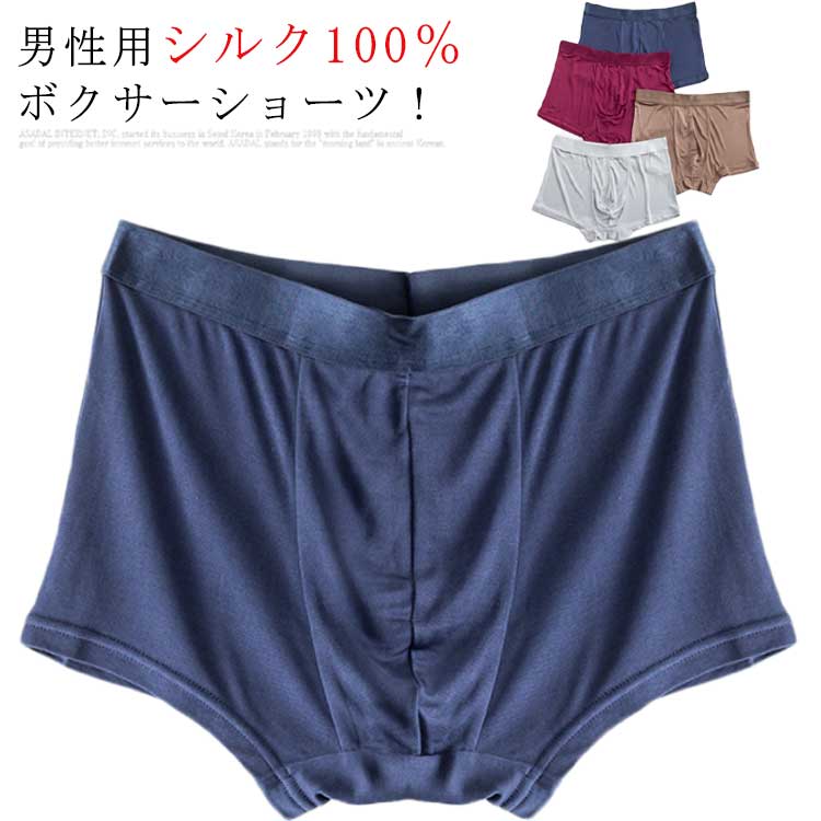 Rakuten - シルクショーツ メンズ シルク100％ ボクサーパンツ ボクサー ショーツ シルクパンツ おしゃれ ボクサーブリーフ 肌着 下着 男性用 パンツ 絹100％ アンダーウェア 通気 抗菌 快適 敏感肌 低刺激 無地