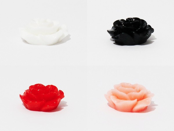 【セール期間限定クーポン!!】クラフト ハンドメイド素材パーツ 薔薇 白 黒 薄紅色 赤 バラ 手芸 道具 クラフト 立体 DIY レジン素材 アクセサリー 1個から