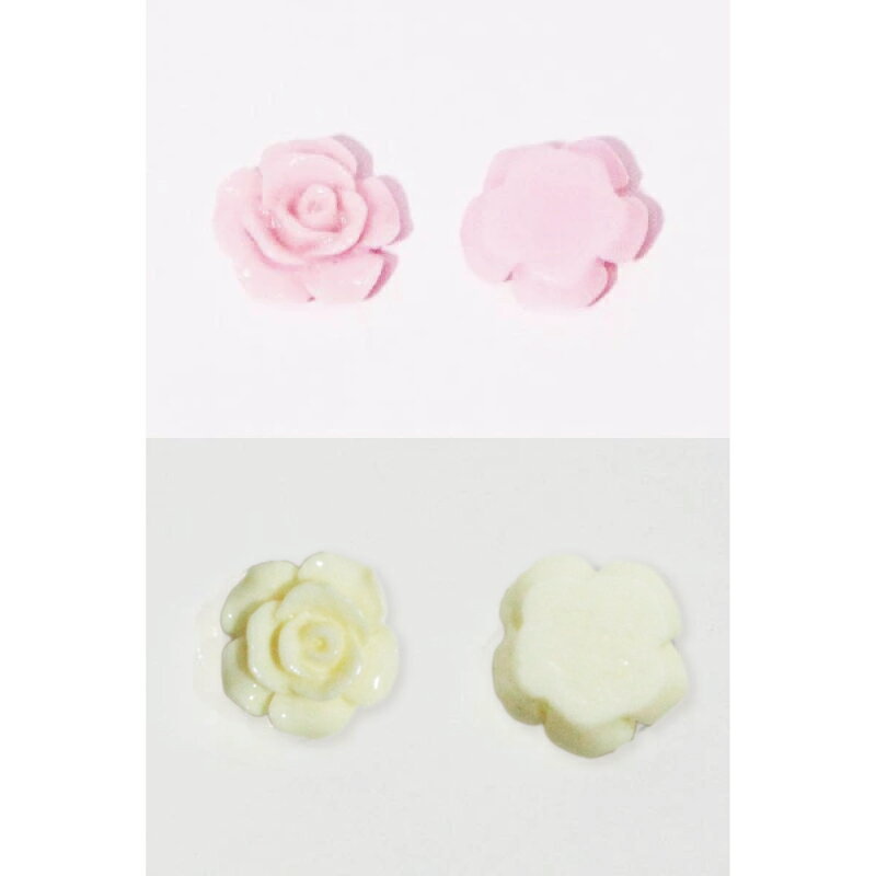 クラフト ハンドメイド素材パーツ 薔薇 白 ピンク バラ 手芸 道具 クラフト 立体 DIY レジン素材 アクセサリー 2個セット