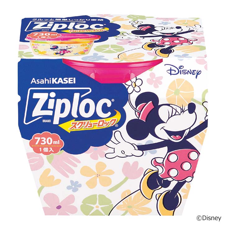 【即日発送】旭化成 ジップロック スクリューロック 730ml 1個入【Disney】2025 ミニー キッチン用品 保存容器 丈夫 軽い 冷蔵 冷凍 耐熱 電子レンジ対応 作り置き 時短 引っ越し 新生活 Ziplocのサムネイル