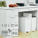【メーカー直送】 リス SOLOW ペダルオープンツイン45L ホワイト 白 両開き ペダル式 キャスター 蓋付き 生ごみ インテリア ゴミ箱 ウイングオープン...