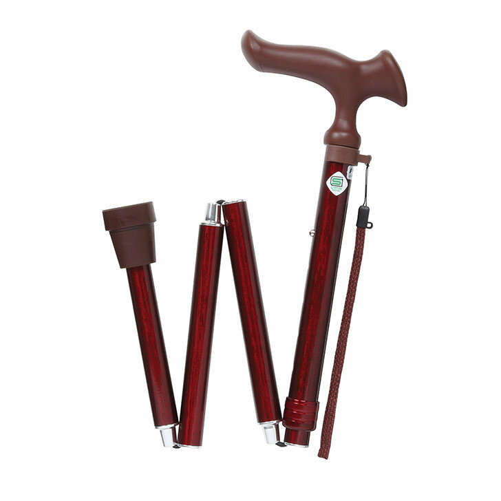 ◎ 介護用品 フジホーム かるがも オム 折畳 杖 ステッキ Mサイズ 木目ミディアム WB3856 軽量 大柄 歩行補助 紳士 折畳