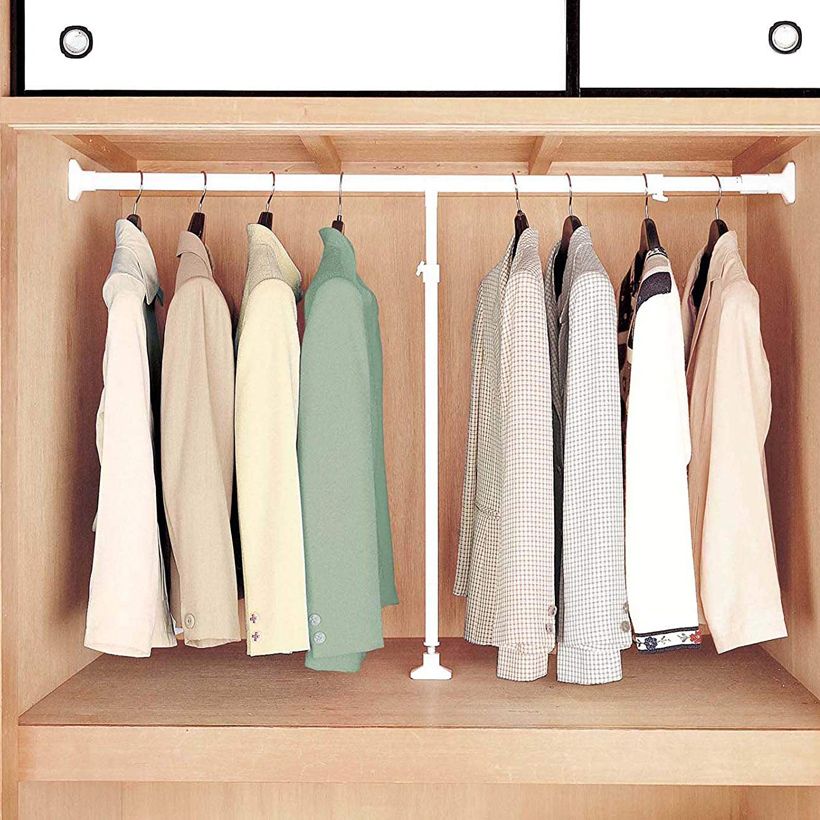 平安伸銅 突っ張り棒 強力押入ポールセット KOP-110 突っ張り棒 収納 押入れ すき間 押入れ用強力太タイプの突っ張り棒支え棒セット ホワイト 耐荷重50~40kg 取付幅110~190cm 取付高さ69~115cm