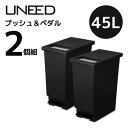  新輝合成 トンボ ユニード プッシュ＆ペダル45L ブラック フタあり uneed ダストボックス ゴミ箱 ごみ箱 45リットル 45L おしゃれ モダン シンプル 角型 日本製