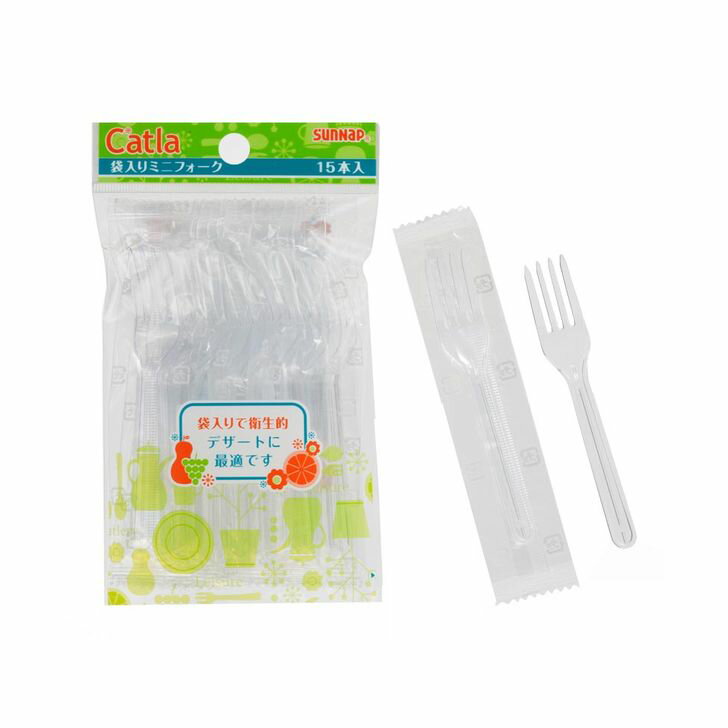 【メール便】サンナップ 袋入りミニフォーク 10cm 15P 透明 PA-10F キッチン 使い捨て お弁当 レジャー..