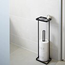 【ポイント5倍】◎★ 山崎実業 tower トレイ付きトイレットペーパースタンド タワー ブラック TW-E BK トイレ収納 トレイ付き 小物置き スリム コ...