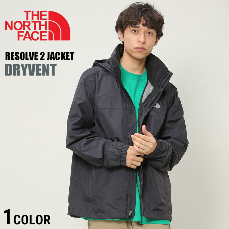 ノースフェイス ジャケット THE NORTH FACE ナイロン100％ 胸ロゴ刺繍 フード付き フルジップ ジャケット RESOLVE 2 JACKET DRYVENT NF0A2VD5メンズ カジュアル ベンチャー2ジャケット メンズファッション アウター アウトドア メッシュ 防水 梅雨 春夏 通勤