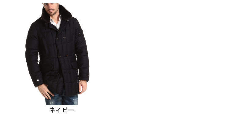 MOORER (ムーレー) カシミヤ混 取り外し 襟裏ファー ダウン ジャケット MORRIS-L1 NAVYブランド メンズ 男性 アウター ジャケット ブルゾン ダウン 秋 冬 ファー スタンド ボタン ビジカジ MRMORRISL1