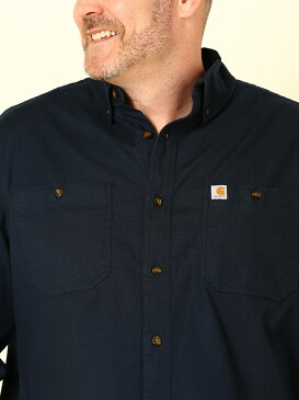 大きいサイズ メンズ CARHARTT (カーハート) ストレッチコットン ポケット付き ボタンダウン 長袖 ワークシャツ シャツ 長袖 ポケット 無地 秋 冬 長袖シャツ カジュアルシャツ シンプル 103554D22