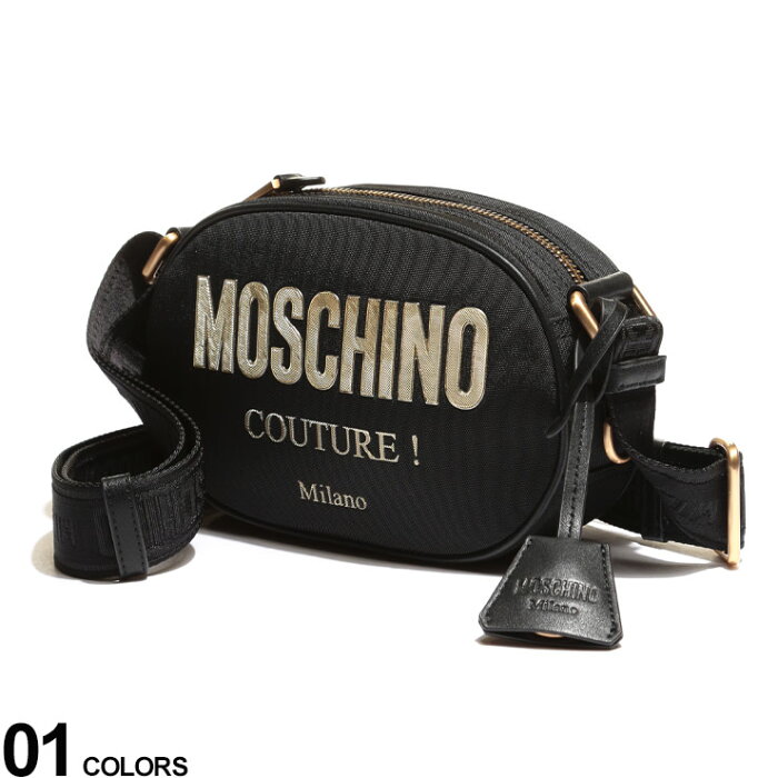 Moschino (モスキーノ) ゴールドロゴ ジップ開き ショルダーバッグブランド レディース 小物 鞄 バッグ ショルダー ミニバッグ 斜め掛け コンパクト 刺繍 MHL74198205