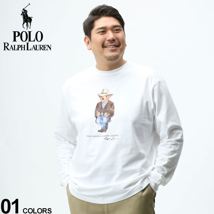 【クーポンで1,000円OFF】 大きいサイズ メンズ POLO RALPH LAUREN (ポロ ラルフローレン) ベアプリント クルーネック 長袖 Tシャツ JERSEY LS TEE Tシャツ 長袖 ロンT プリント 710858040D22